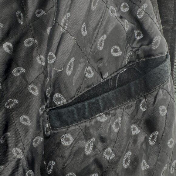 Vintage 90s Suede Leather Jacket Mens Large Bomber Pockets Zip Colorblock Retro - Picture 15 of 16